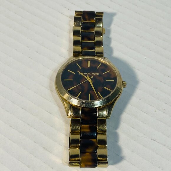 Michael Kors MK4284 Women's Runway Gold-Tone Steel Tortoise Acetate Dial - Picture 4 of 17